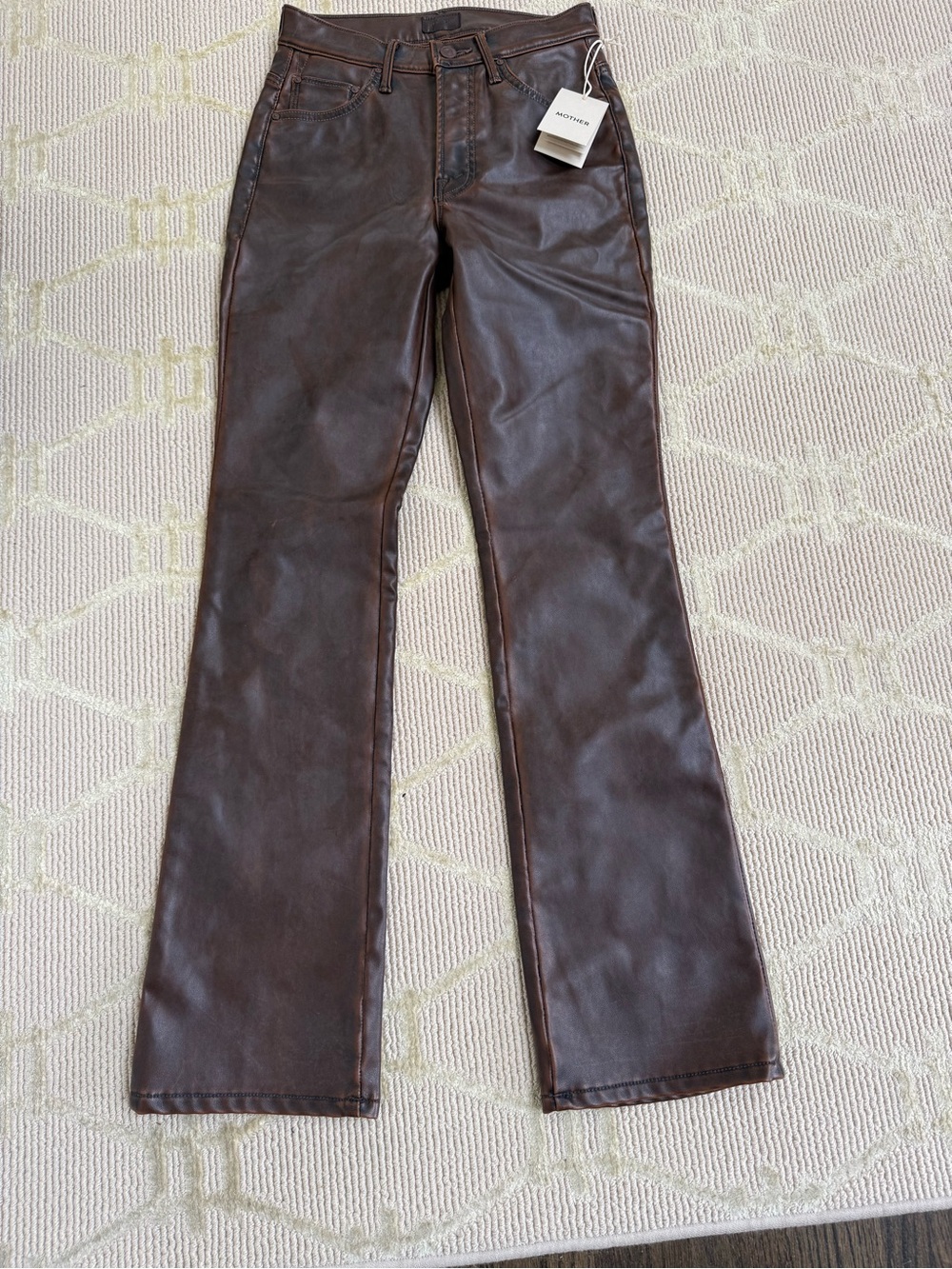 Mother Women's Brown Faux Leather Jeans new with tags 24